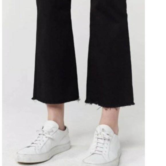 3X1 Unfinished Hem Crop Boot Jeans Black Tear 25 - Picture 2 of 6